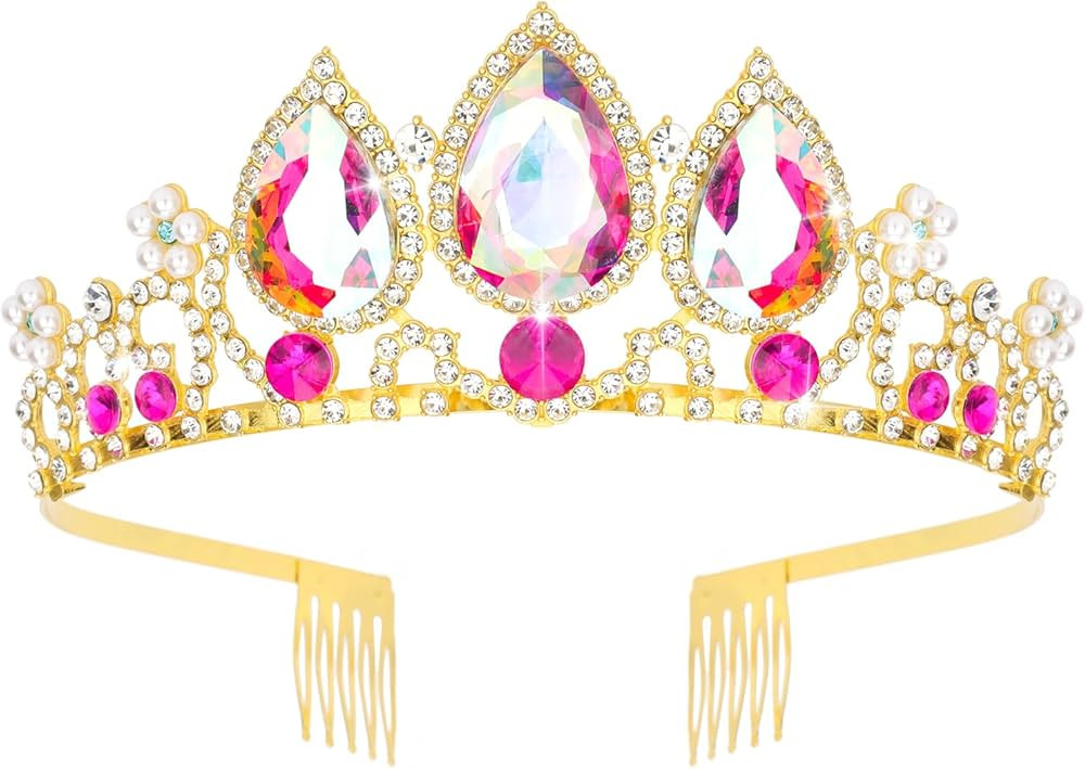 CIEHER Rapunzel Crown for Girls Princess Crown Princess Tiara, Birthday Girl Crown Multicolored C... | Amazon (US)