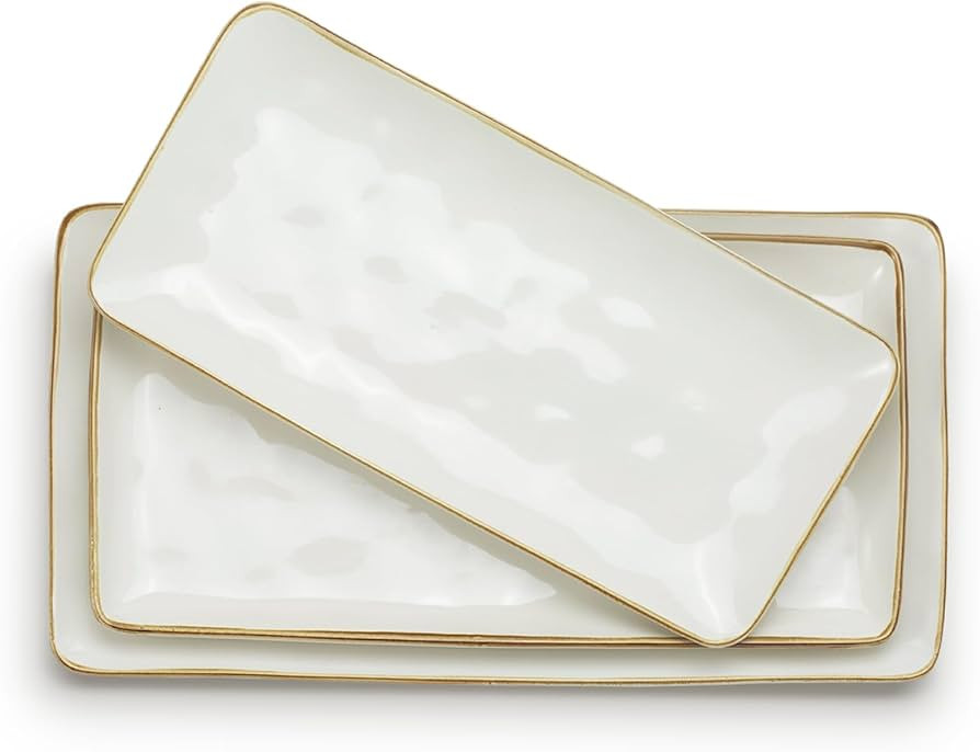 famiware Serving Platter, Rectangular 15.67/14.1/12.6inch Serving Dishes for Entertaining, Microw... | Amazon (US)
