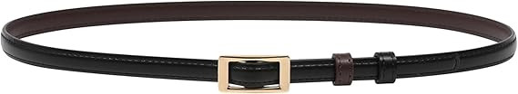 AWAYTR Skinny Reversible Leather Belt - Hole Free Thin Waist Belt for Women Jeans Dress with Gold... | Amazon (US)