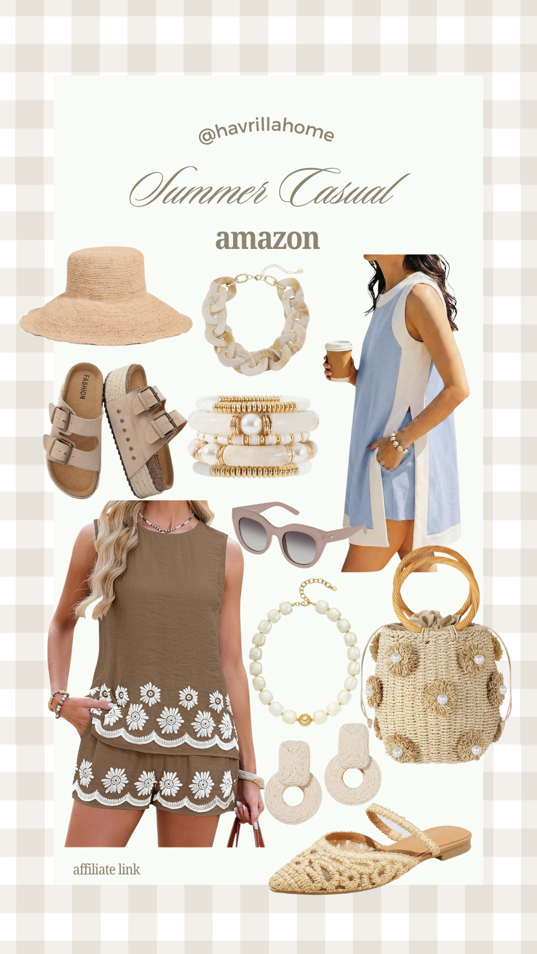 Summer casual outfit ideas, amazon summer fashion, embroidered short set women, blue sleeveless dress, woven sandals women, raffia bucket hat, chunky statement necklace, pearl bracelet stack, neutral sunglasses women, straw floral handbag, woven earrings, beaded necklace women, easy summer outfits, vacation casual style, brunch outfit ideas women, lightweight summer clothes, resort casual outfit, amazon accessories finds, neutral fashion aesthetic, warm weather style

#LTKSeasonal #LTKBeauty #LTKTravel