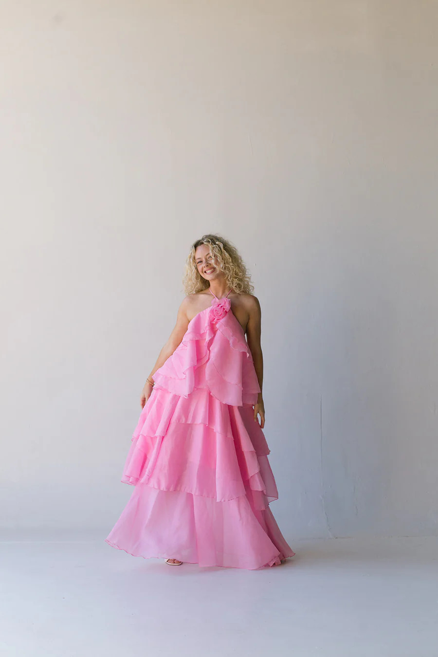 Arabella Floral Ruffle Maxi Dress - Pink | Fancyd Boutiqe