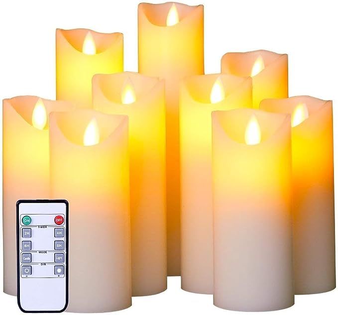 Flameless LED Candles Set of 9 Real Wax Candles 10-Key Remote Control with Timer Function 300+ Ho... | Amazon (US)