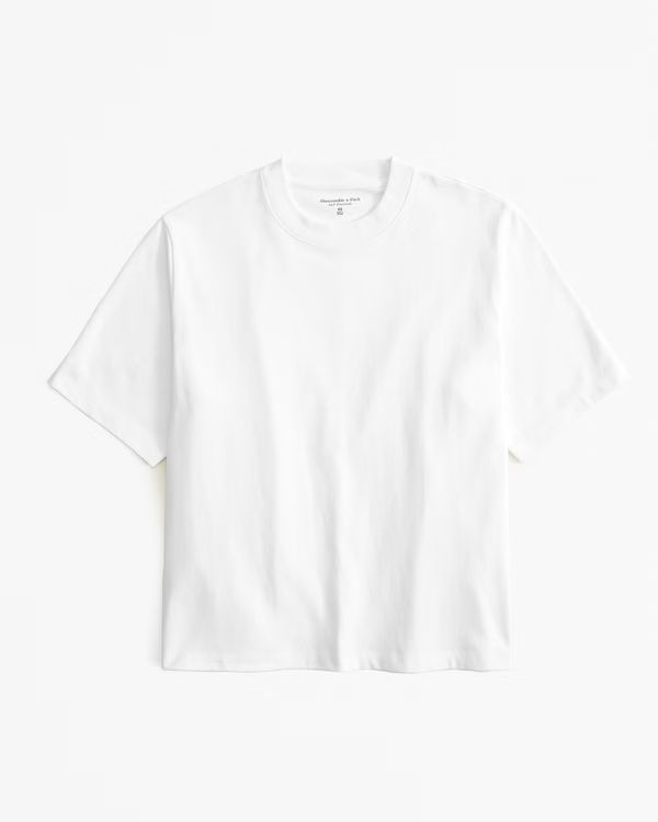 Premium Heavyweight Relaxed Tee | White Tee | Basic White Tee | Perfect White Tee | Abercrombie & Fitch (US)