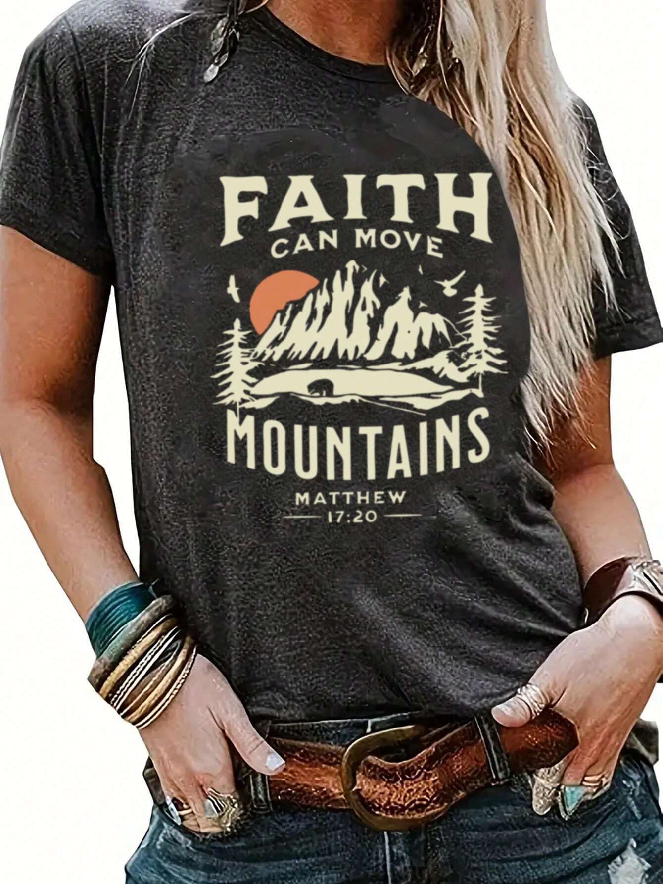 Mountain & Letter Graphic Tee | SHEIN