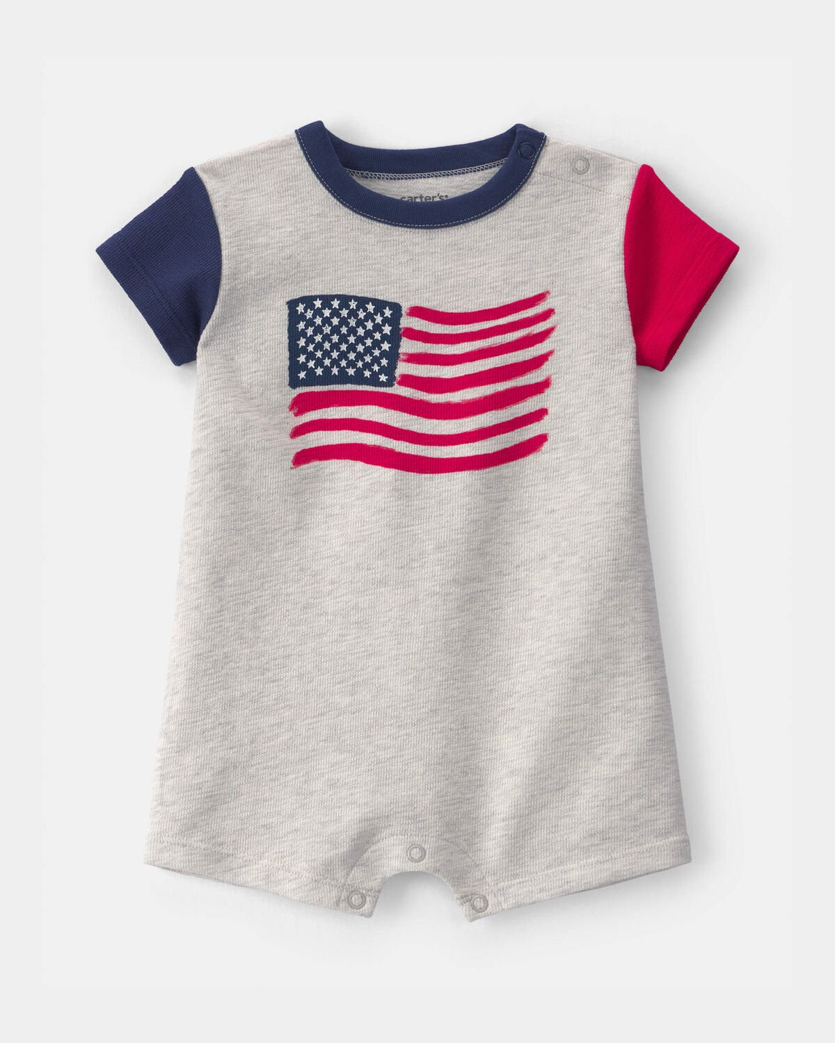 Baby American Flag Short-Sleeve Romper - Grey/Blue/Red | Carter's | Carter's Inc