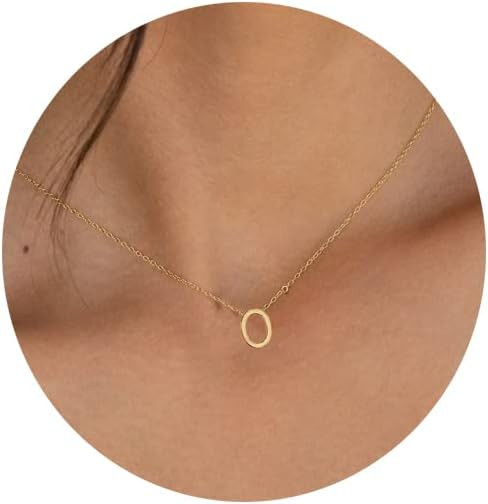 Initial Necklaces for Women,Dainty Gold Plated Letter Necklace Name Personalized Monogram Pendant... | Amazon (US)