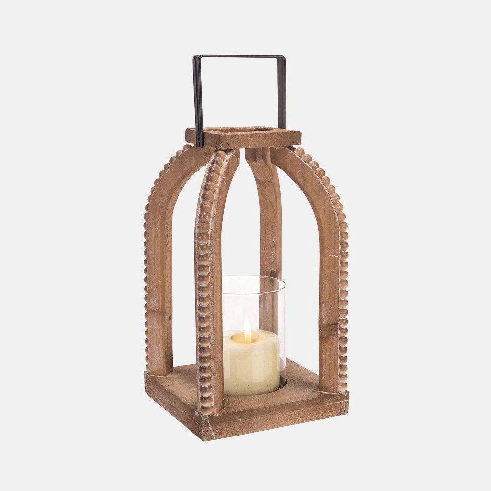 Large Candle Holder Wood Bead Handle - Foreside Home & Garden | Target