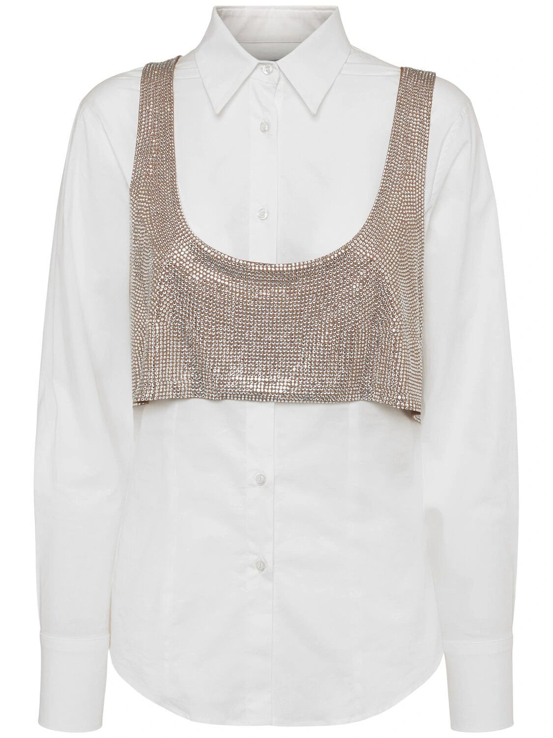 Cotton Poplin Embellished Shirt | Luisaviaroma