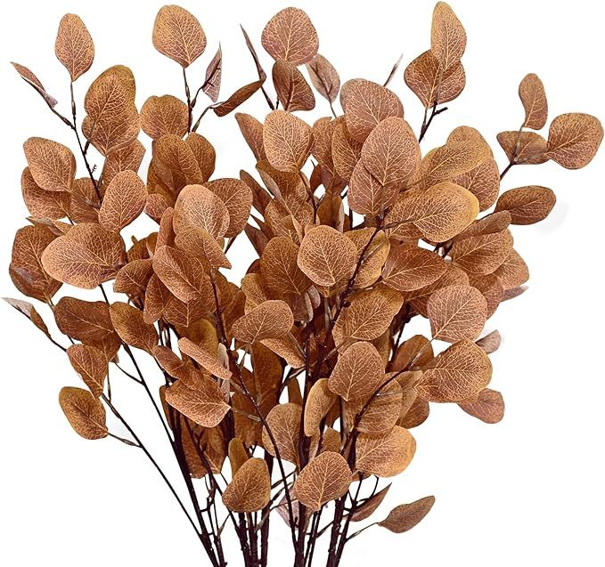 Artflower 6 Pcs Artificial Eucalyptus Stems Fall Stems Tall Silver Dollar Eucalyptus Leaves Fake ... | Amazon (US)