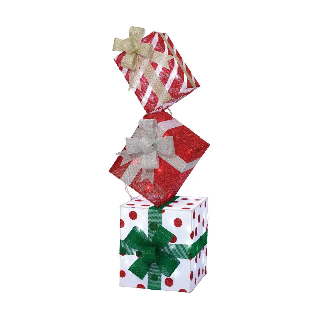 Holiday Time 42" Light-Up Stacked Gift Boxes, with 60 Cool White LED Lights | Walmart (US)