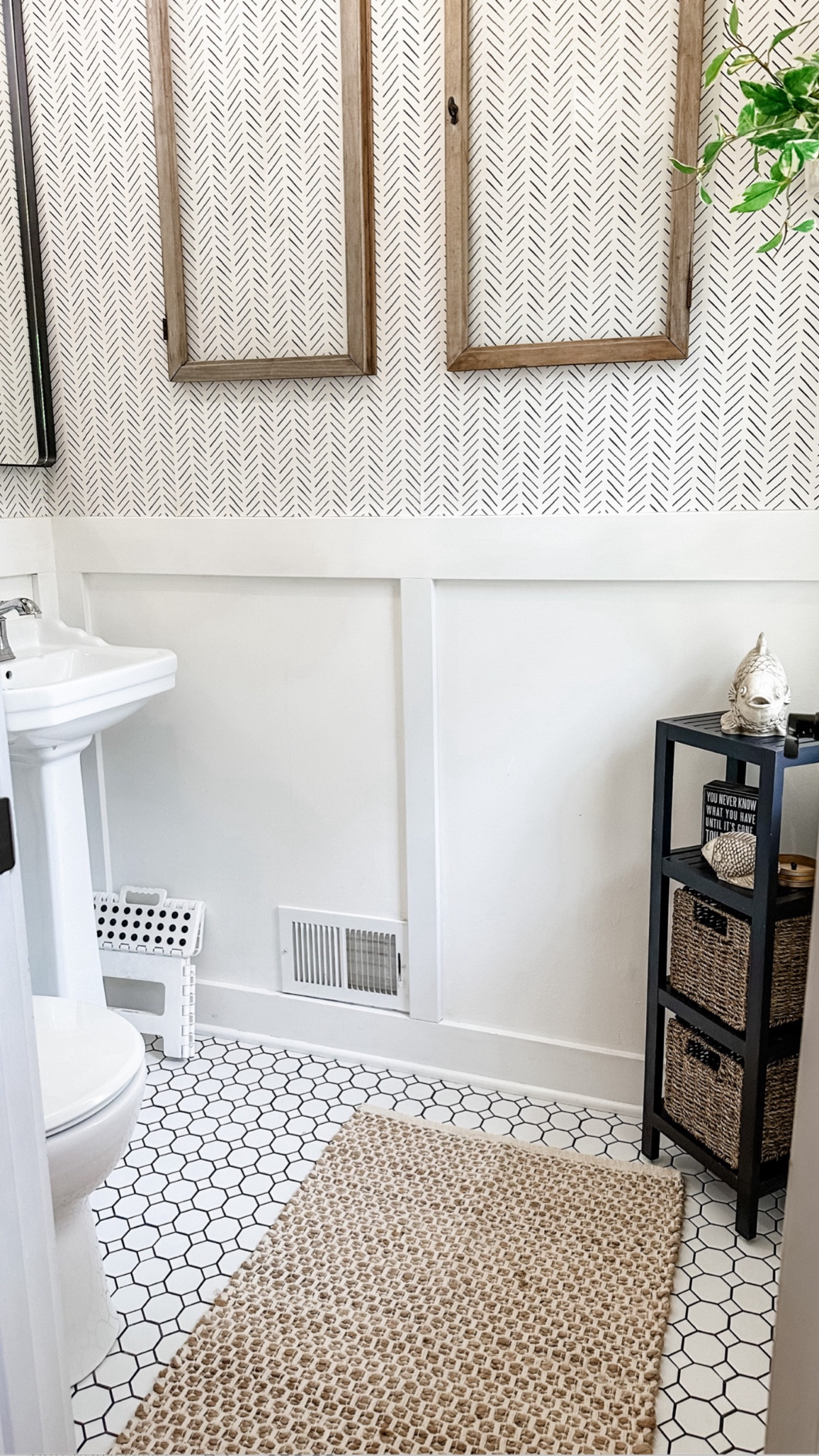 Powder room inspiration, half bath inspiration, shelf styling, mirror and greenery. Small space design  

#LTKFind #LTKstyletip #LTKhome

#LTKSummerSales #LTKFindsUnder50 #LTKSaleAlert