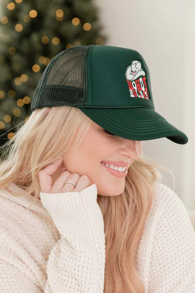 Howdy Holidays Dark Green Trucker Hat | Pink Lily