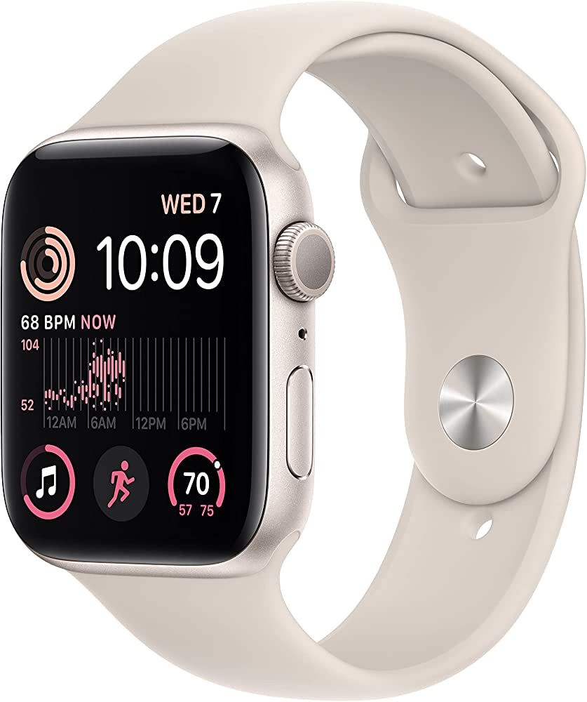 Apple Watch SE (2nd Gen) [GPS 44mm] Smart Watch w/Starlight Aluminum Case & Starlight Sport Band ... | Amazon (US)