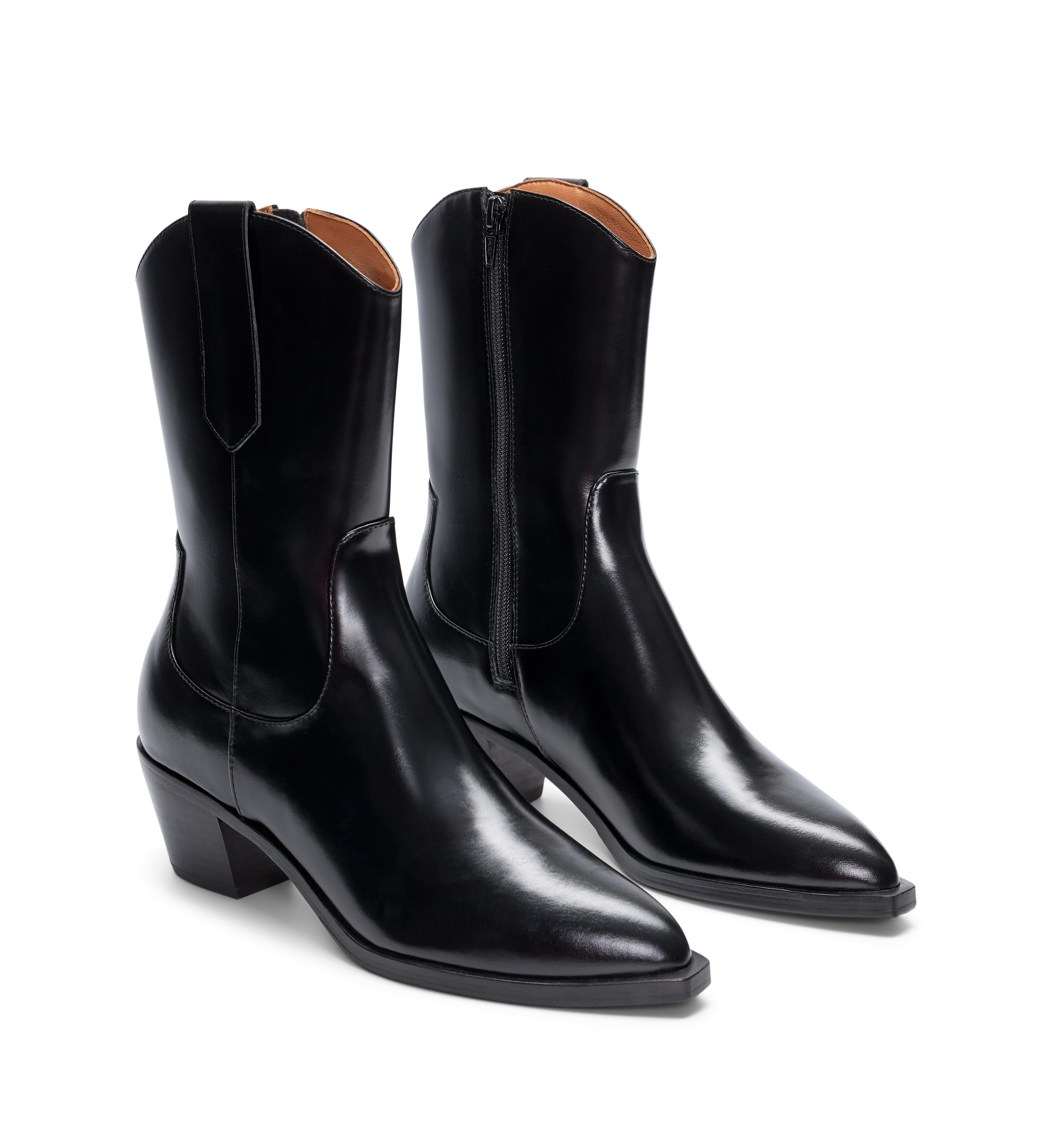 Strix Black Boxed Leather Heeled Boots | Bared Footwear | Bared Footwear