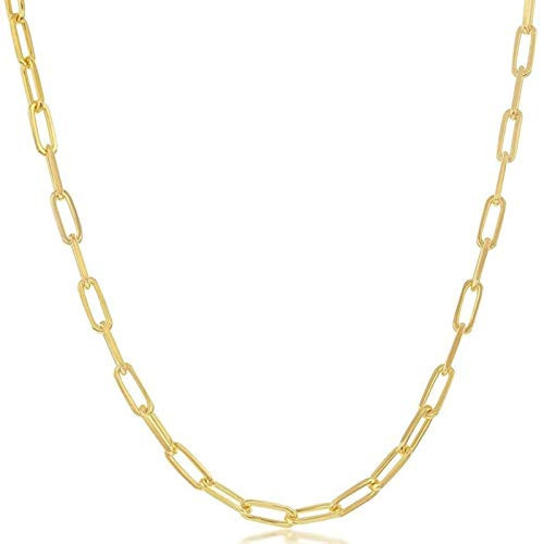 Beaux Bijoux Gold Paperclip Chain Necklace for Women - Paper Clip Gold Chain Link Necklace - (Gold Plated 16 inch 2.8mm) | Amazon (US)