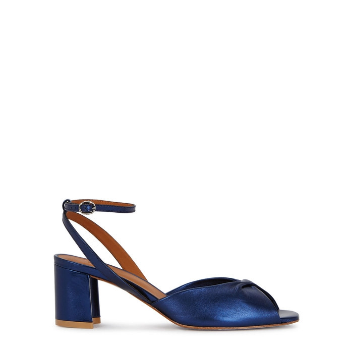 By FAR Shane Metallic Dark Blue Leather Sandals | Harvey Nichols (Global)