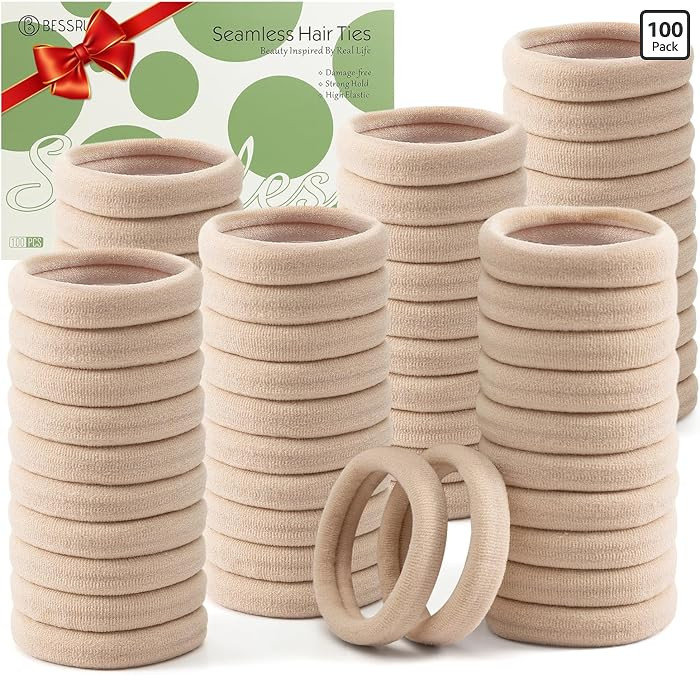 Bessrung 100 PCS Seamless Nylon Hair Ties, No Damage Elastics Hair Ties for Women Girls, Soft Str... | Amazon (US)