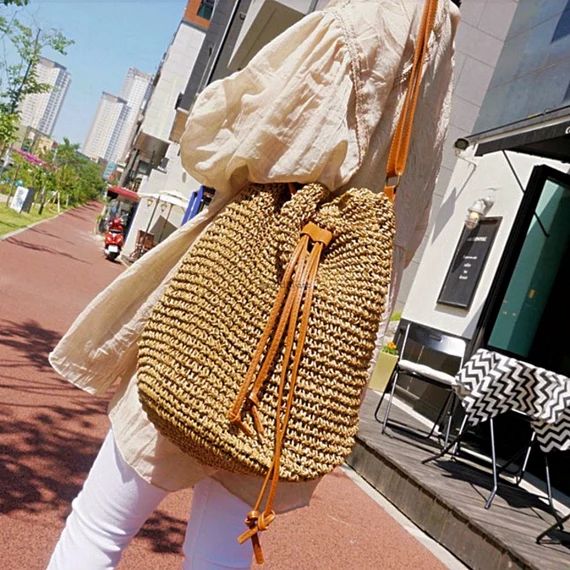 Chic Chic  Large Straw Bucket Bag  Straw Woven Shoulder Bag | Etsy | Etsy (US)