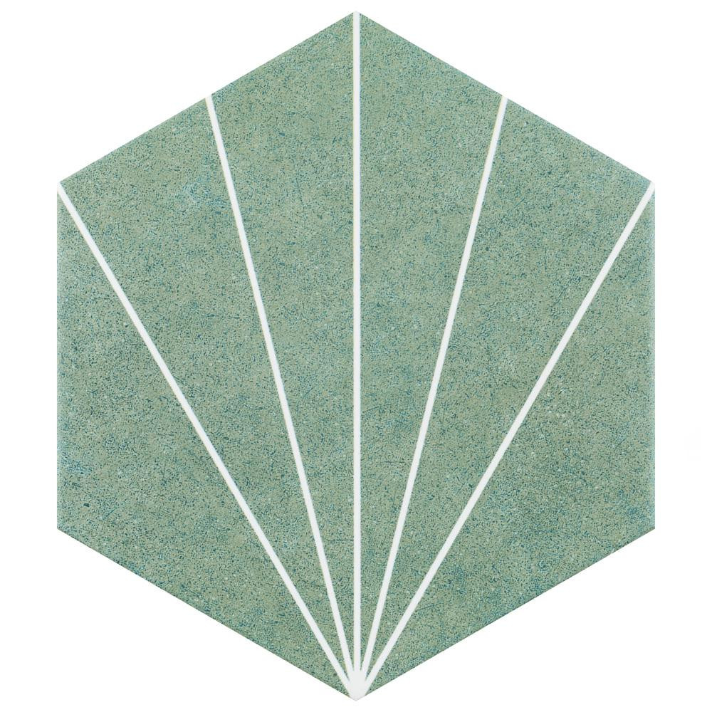 Merola Tile Aster Hex Verde Encaustic 8-5/8 in. x 9-7/8 in. Porcelain Floor and Wall Tile (11.56 ... | The Home Depot
