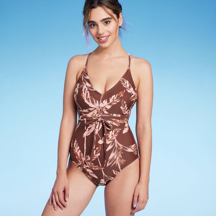 Women's Wrap Waist Medium Coverage One Piece Swimsuit - Target Spring Break Swimsuit | Target