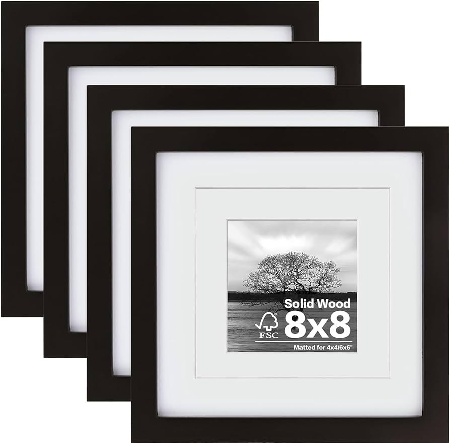 Egofine 8x8 Picture Frames 4 PCS - Made of Solid Wood Covered by Plexiglass Display 4x4/6x6 with ... | Amazon (US)