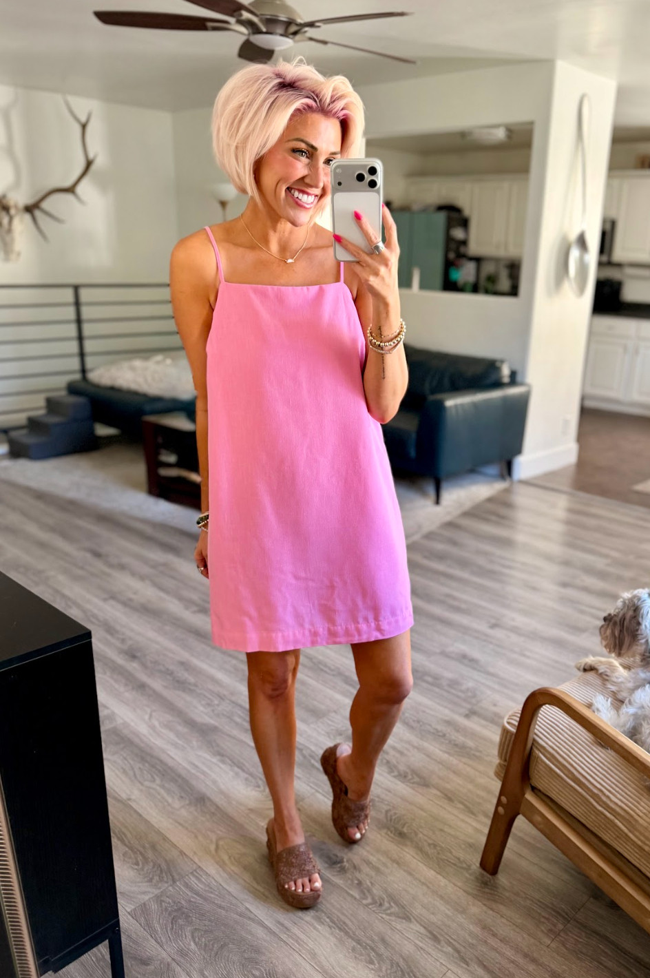 Pretty in pink! Snag this shift dress during the Old Navy sale now! Dress: Medium // Shoes: TTS 

 #LTKootd #LTKSeasonal #LTKSaleAlert