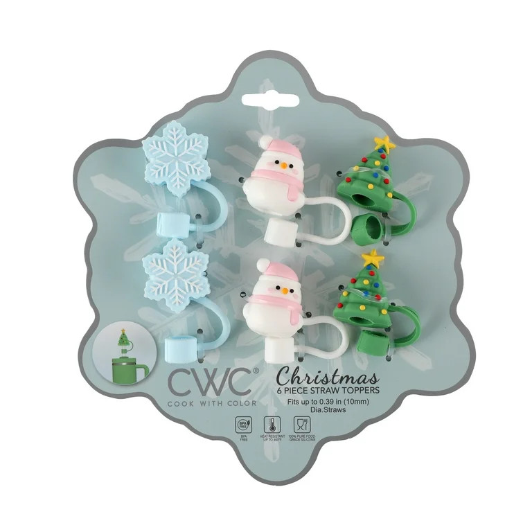 Cook With Color multi color holiday theme straw toppers | Walmart (US)