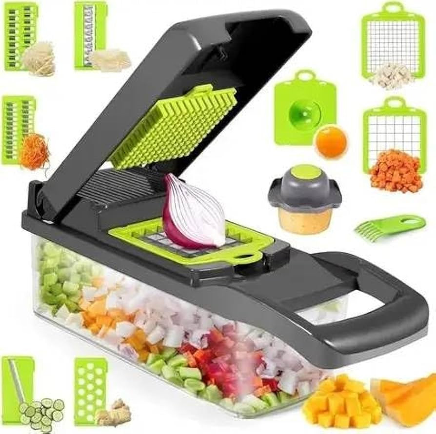 Vegetable chopper Pro-Series 16-in-1 Vegetable Chopper w/Container, Cheese Grater Hand Crank, Box... | Amazon (US)