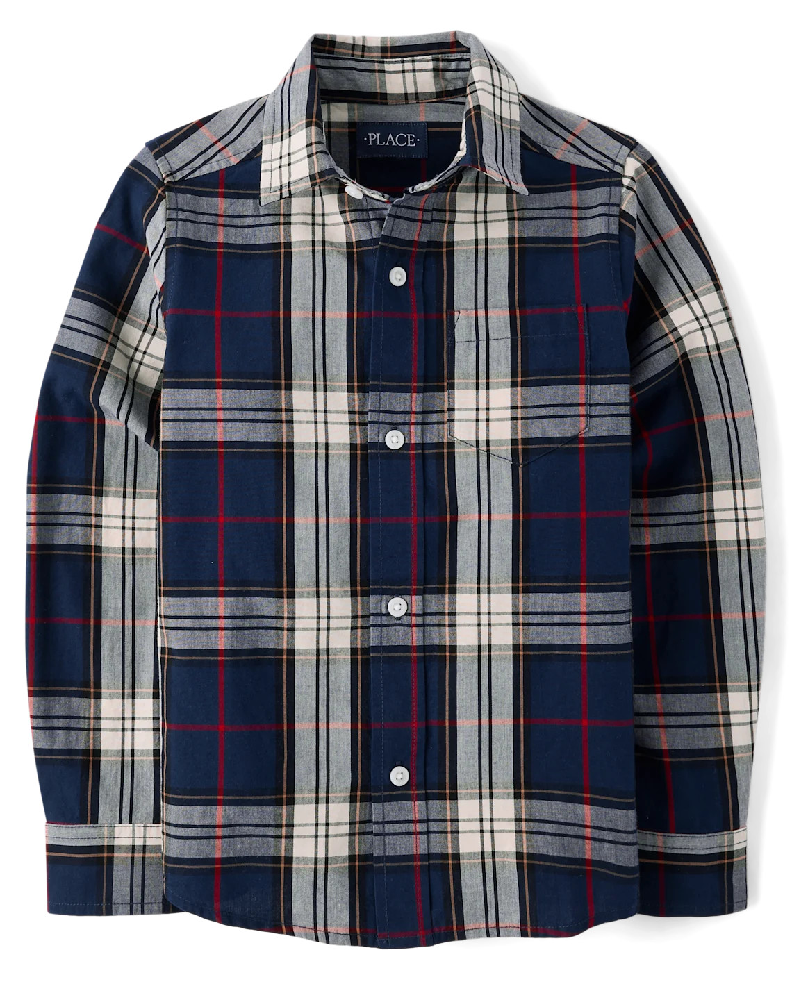 Boys Plaid Poplin Button Up Shirt - blue | The Children's Place