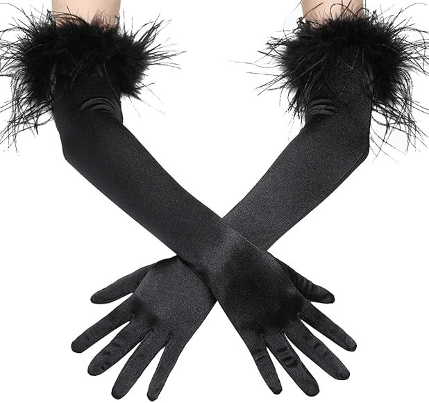 BABEYOND Coucoland Long Opera Gloves Satin Feather Gloves 1920s Style Bridal Fancy Dress Gloves W... | Amazon (UK)