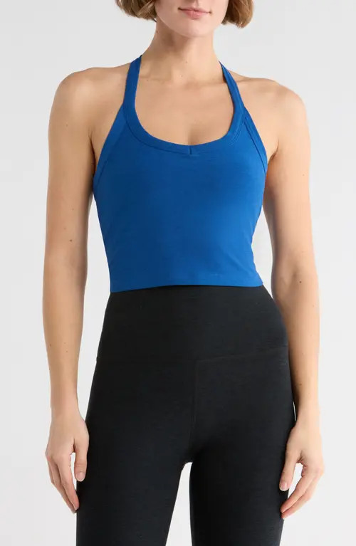 Beyond Yoga Space Dye On the Up Crop Tank in Marine Blue Heather at Nordstrom, Size Medium | Nordstrom