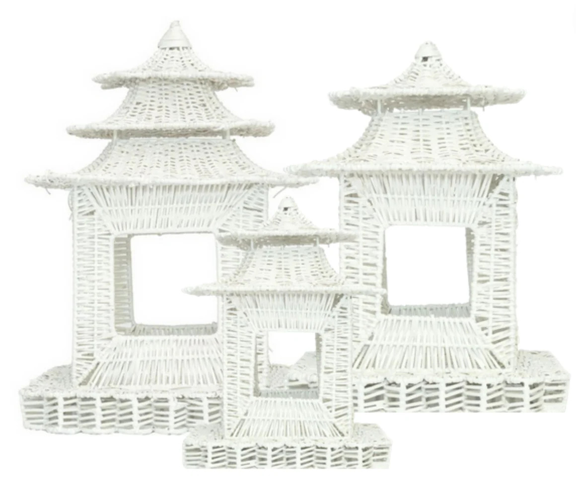 White Scalloped Wicker Pagoda (3 Sizes) | The Enchanted Home