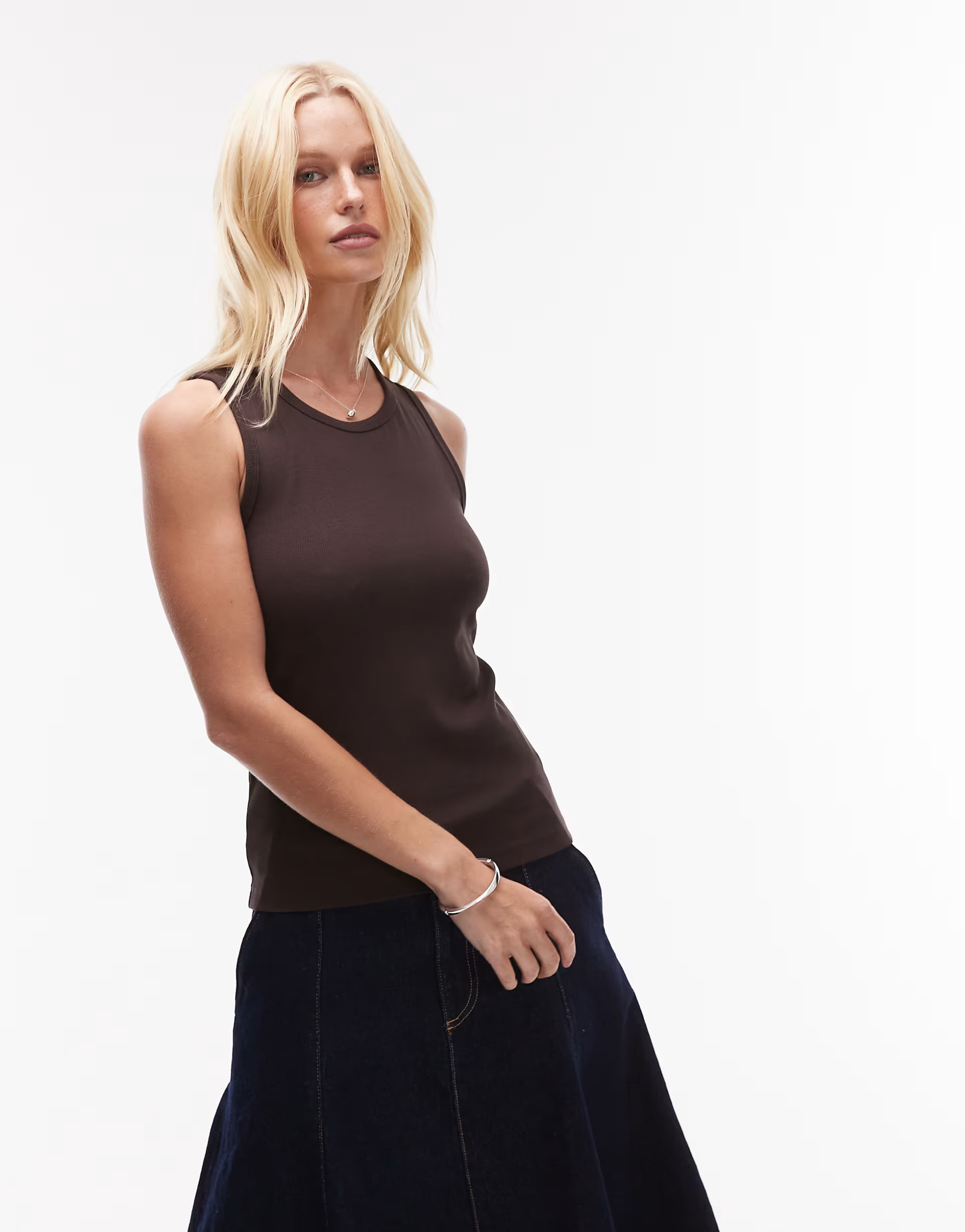 & Other Stories racer back vest top in dark brown | ASOS (Global)
