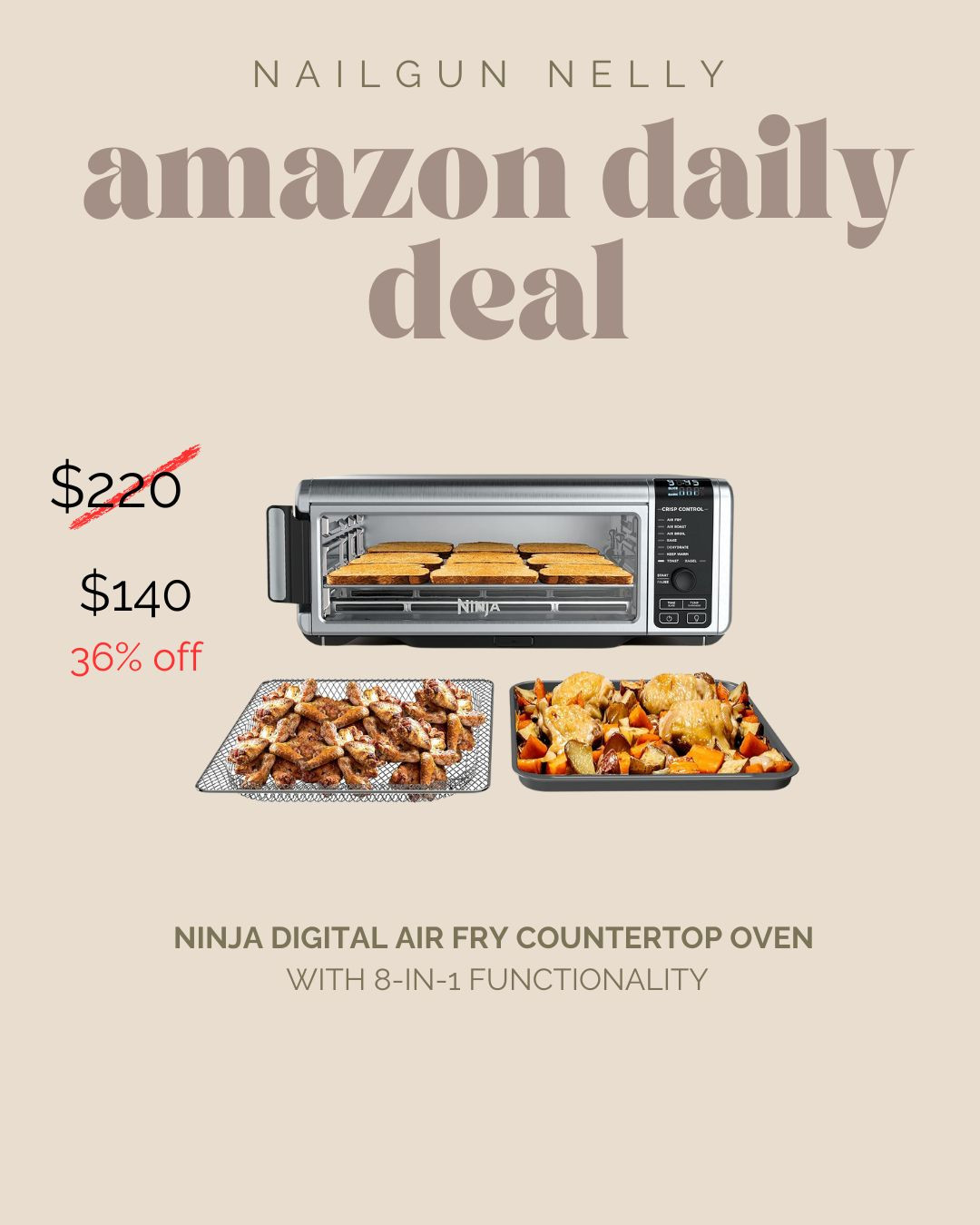 Amazon Daily Deal! Ninja Digital Air Fry Countertop Oven with 8-in-1 Functionality
 

 #LTKHome #LTKSaleAlert #LTKFamily