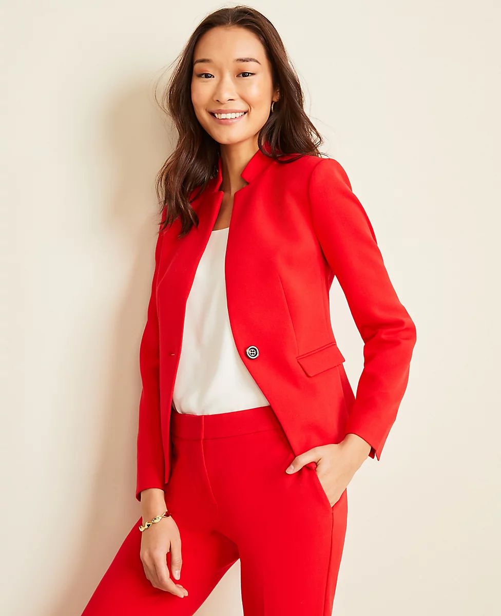 The Petite Notched Cutaway Blazer in Doubleweave | Ann Taylor | Ann Taylor (US)