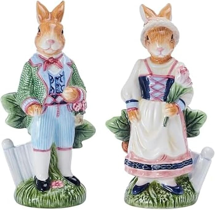 Fitz & Floyd Jardin Rabbit Salt and Pepper Shakers Set of 2, Earthenware Spring Easter Table Deco... | Amazon (US)