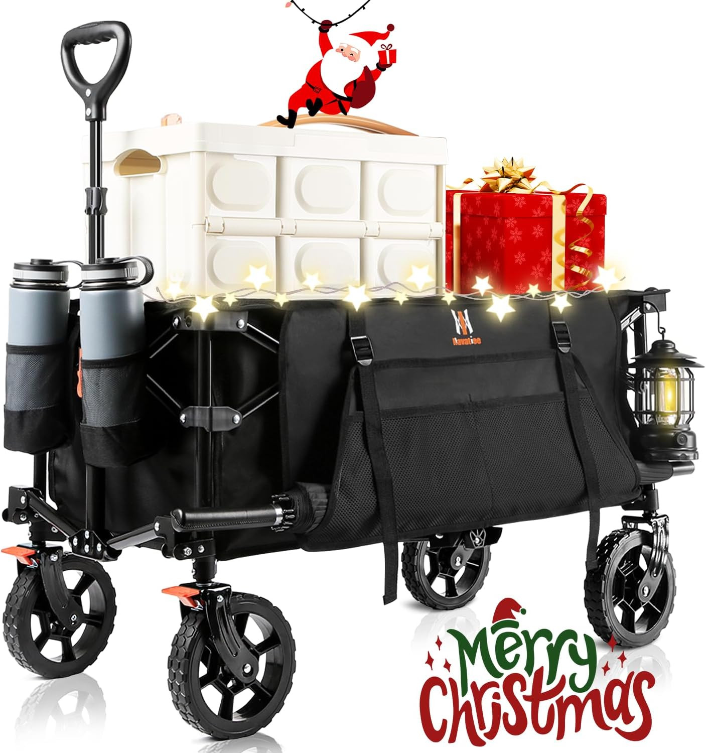 Navatiee Collapsible Folding Wagon, Heavy Duty Utility Beach Wagon Cart with Side Pocket and Brak... | Amazon (US)
