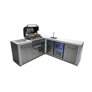 Deluxe Series 4-Burner Modular Outdoor Kitchen Propane Natural Gas with Beverage Center Grill Island in Stainless Steel | The Home Depot