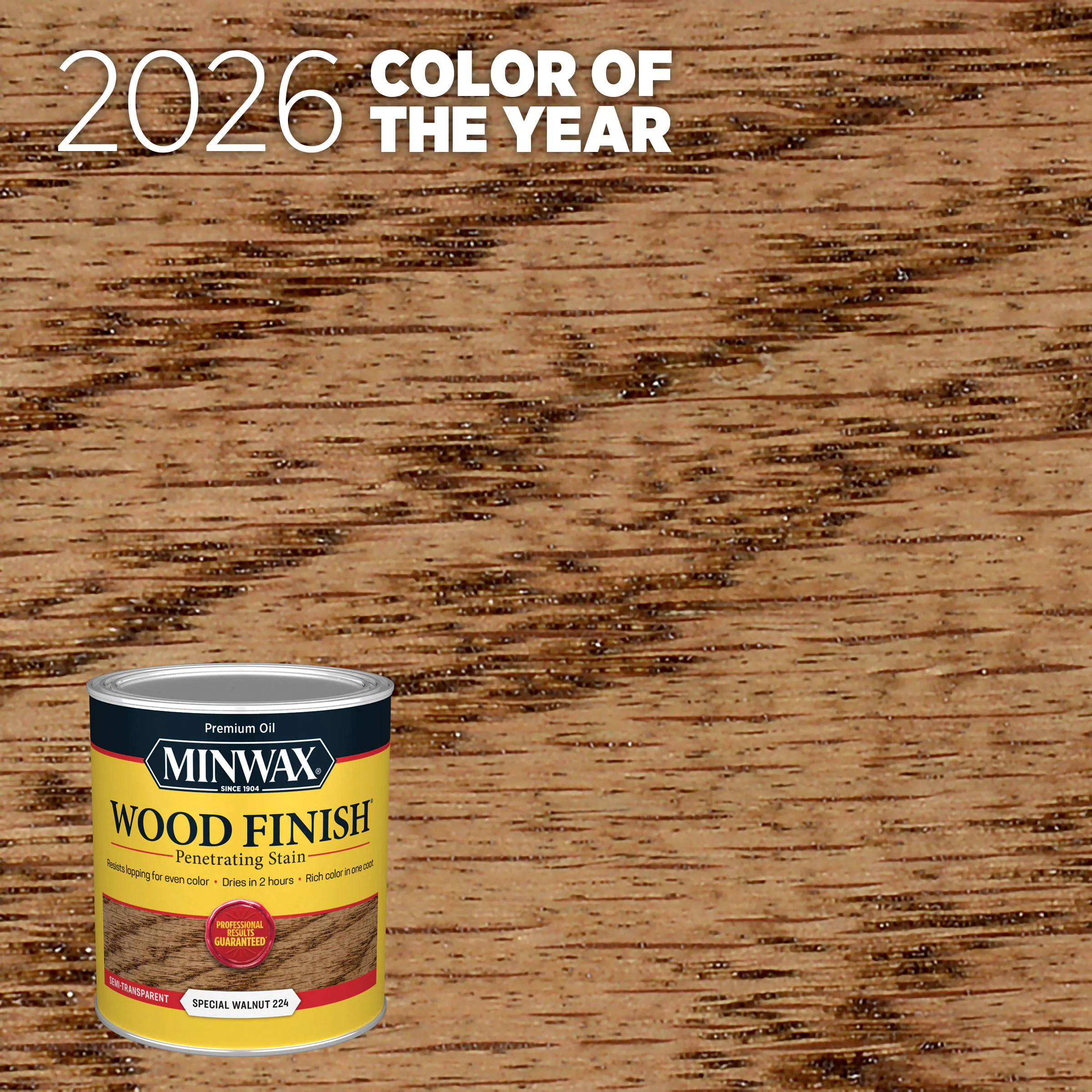 Minwax Wood Finish Oil-based 2026 Color of the Year Special Walnut Semi-transparent Interior Stain ( 1-quart ) in Brown | 70006444 | Lowe's