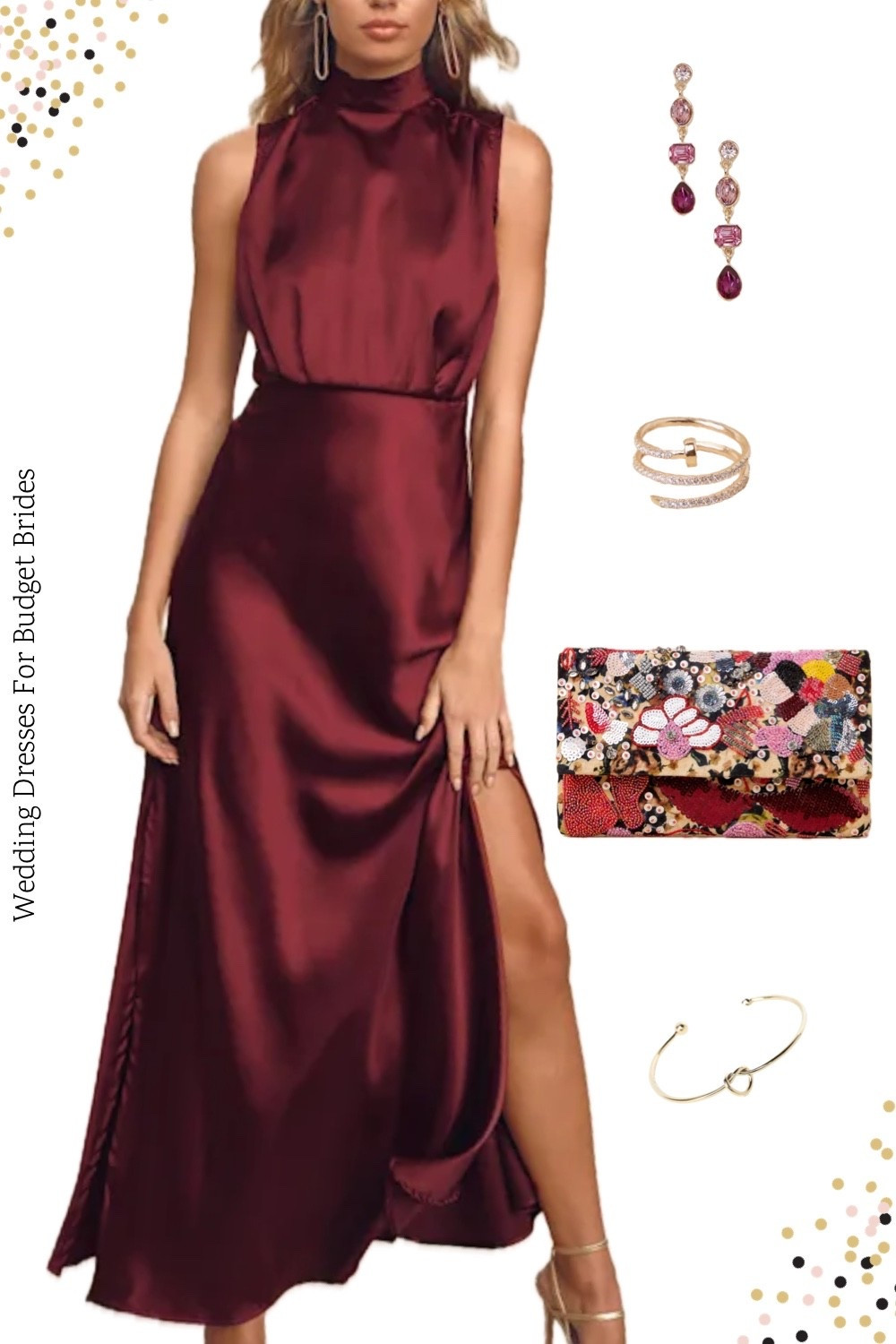 Burgundy long evening gown and accessories at Lulus.

Special occasion dress, prom dress, wedding guest dress, formal dress, wine full length dress.

#LTKSeasonal #LTKWedding