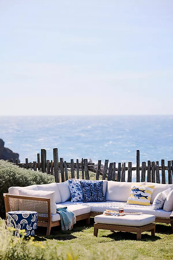 Sonoma Woven Teak Settee, Left Arm | Anthropologie (US)