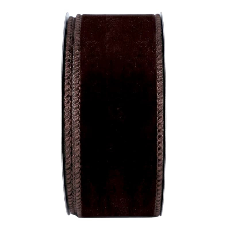 10-Yard Brown Velvet Ribbon, 1.5", Fabric, sold by At Home | At Home