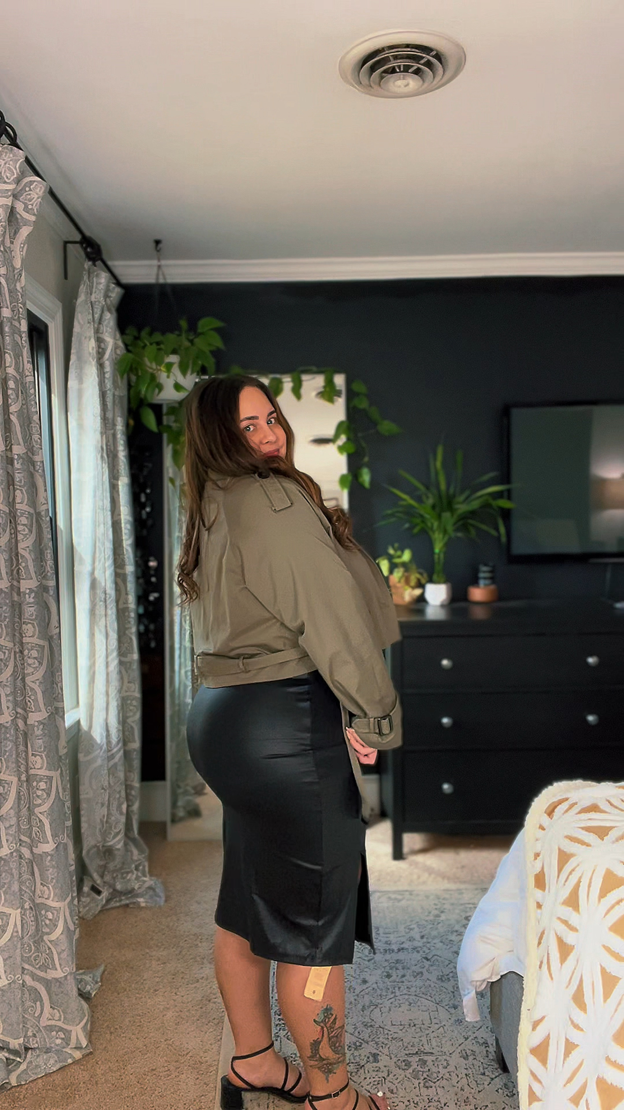 Skirt has built in shapewear! 

Shown in size XXL! 
Top size XL, cropped trench size L 

#LTKstyletip #LTKmidsize