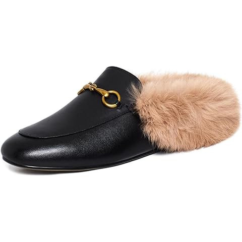 Arqa Fur Mules for Women Comfortable Leather Buckle Mule Flats Furry Padded Backless Loafers Casu... | Amazon (US)