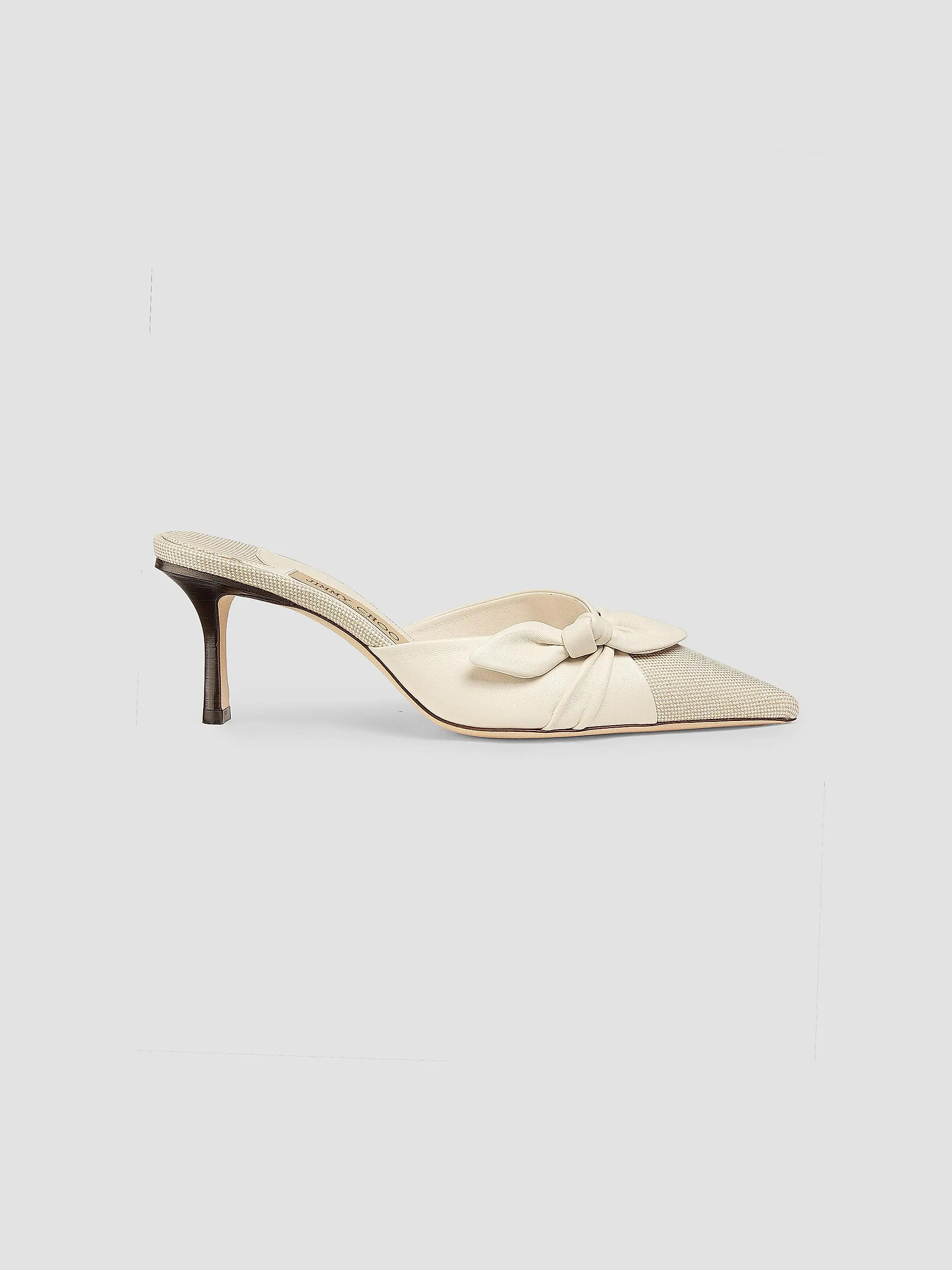 Jimmy Choo Riviera Livi 65MM Canvas &amp; Leather Mules | Saks Fifth Avenue | Saks Fifth Avenue