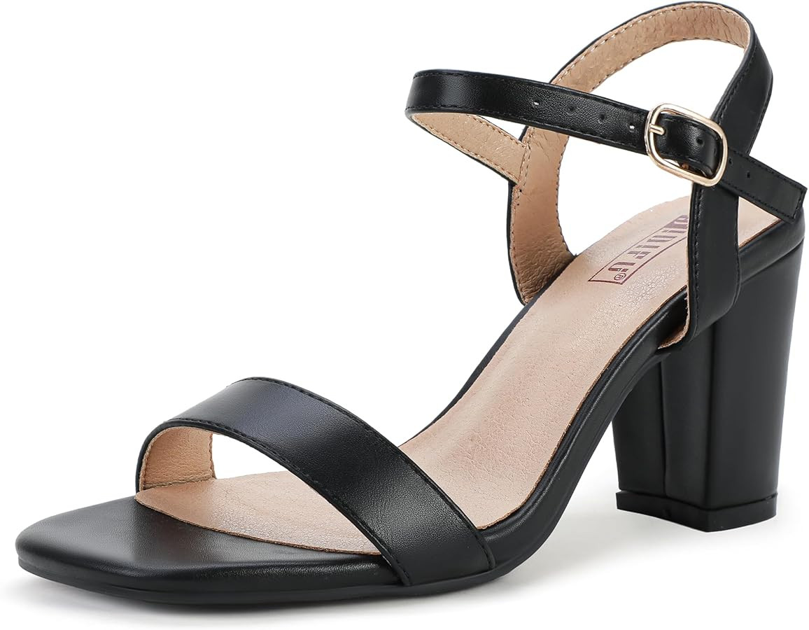 IDIFU Women's IN3 Chunky Heels for Women Dressy Square Toe Heels Slingback Block Heels Sandals fo... | Amazon (US)