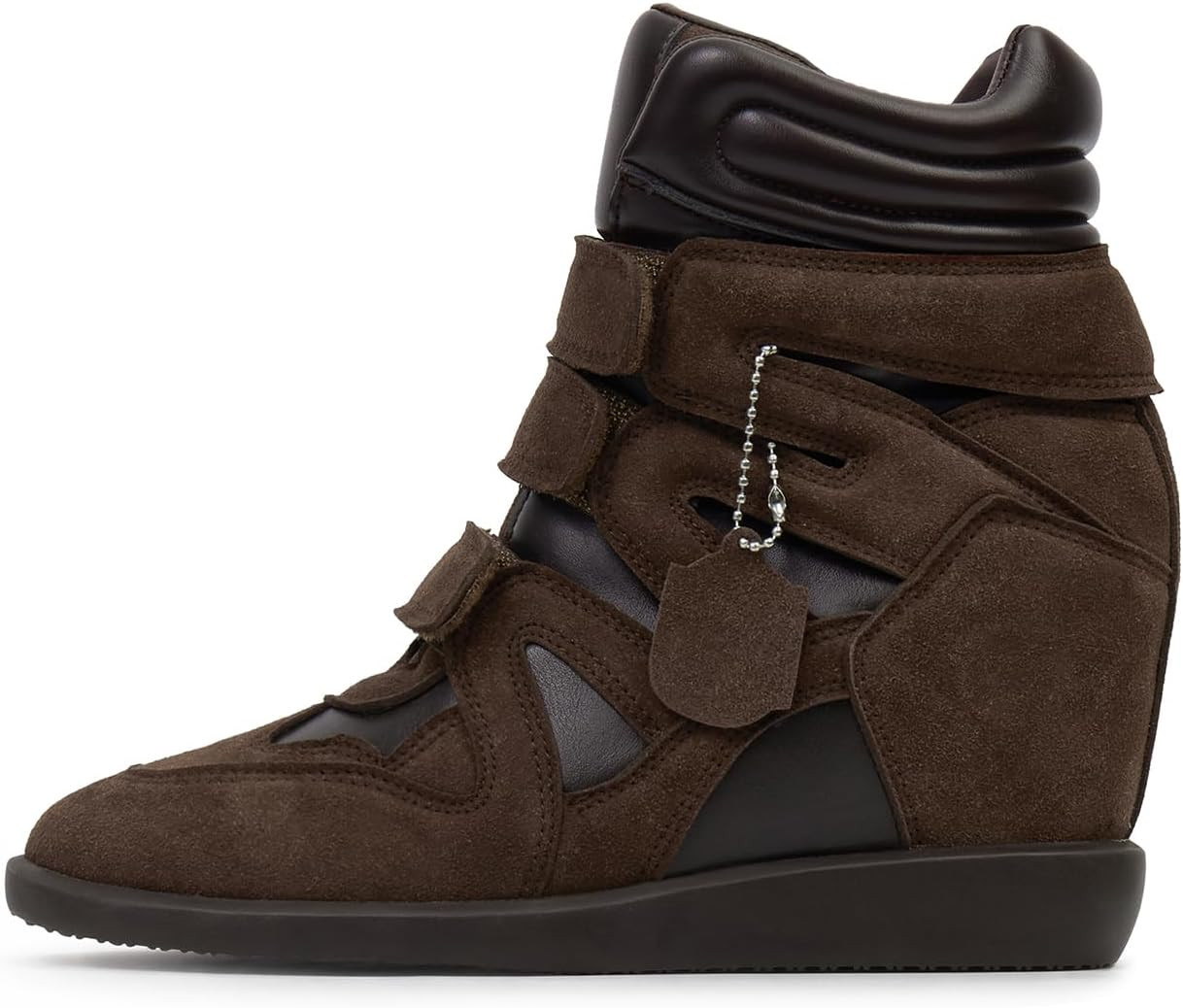 Hidden Wedge Sneakers for Women High Top Fashion Sneaker Suede High Heel Platform Tennis Triple Strappy Band Casual Vintage Dressy Comfy Campus Trendy Retro Sneaker | Amazon (US)