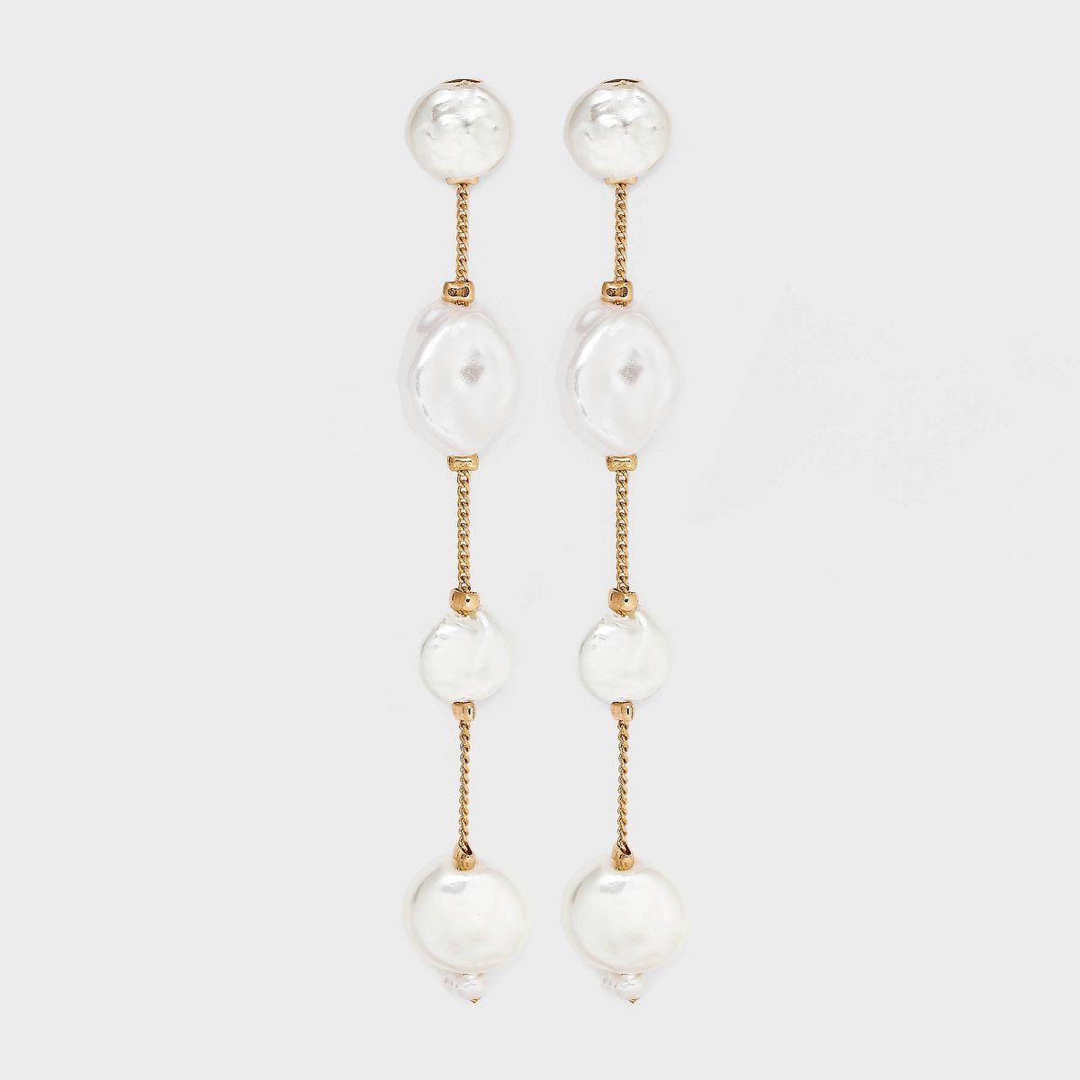 Linear Pearl Drop Earrings - A New Day™ Gold/White | Target