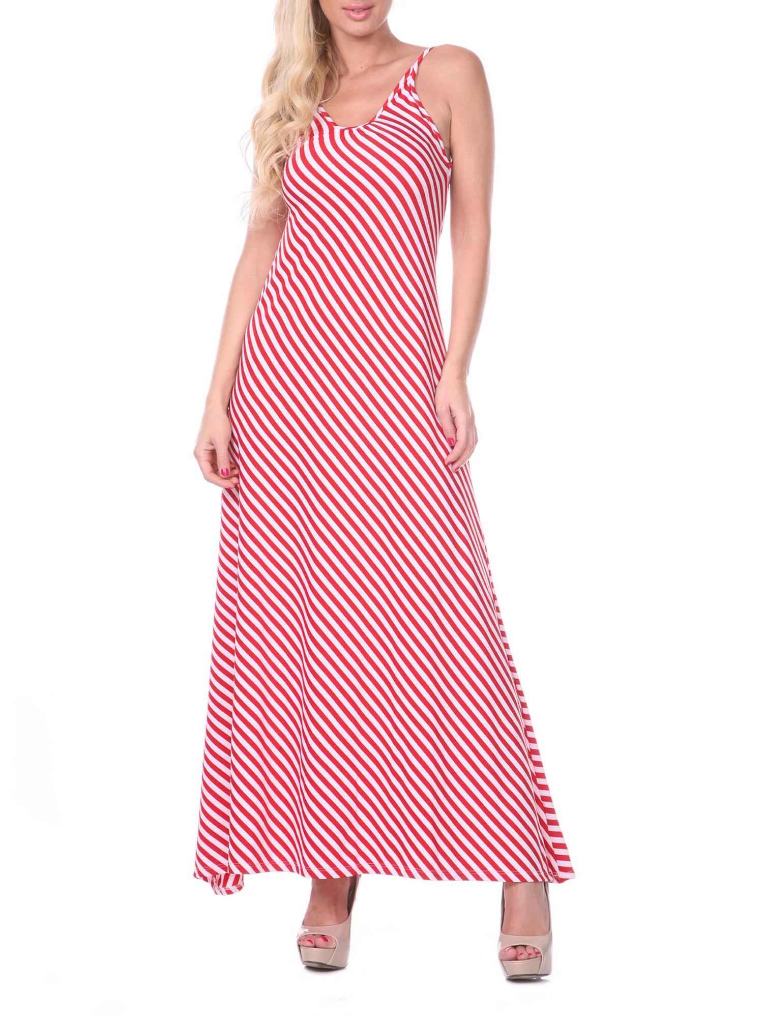 Women's Backless Striped Maxi Dress - Walmart.com | Walmart (US)