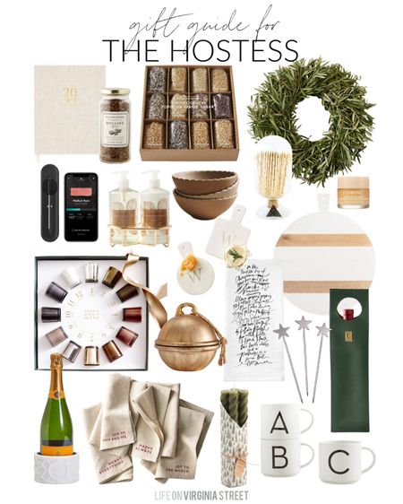 Gift ideas for the hostess including a candle advent calendar, a fresh olive wreath, marble and wood serving board, leather wine bag, champagne coaster, festive napkins, star cocktail picks, gourmet popcorn, a linen journal, mini marble boards, a bell candle, twisted tapers and more! See all ideas here: https://lifeonvirginiastreet.com/gift-guide-for-the-hostess/.
.
#ltkhome #ltkholiday #ltksalealert #ltkunder50 #ltkstyletip #ltkunder50 #ltkunder100 #ltkseasonal #ltkfamily hostess gifts, gifts for her, entertaining, hosting gifts

#LTKhome #LTKsalealert #LTKHoliday